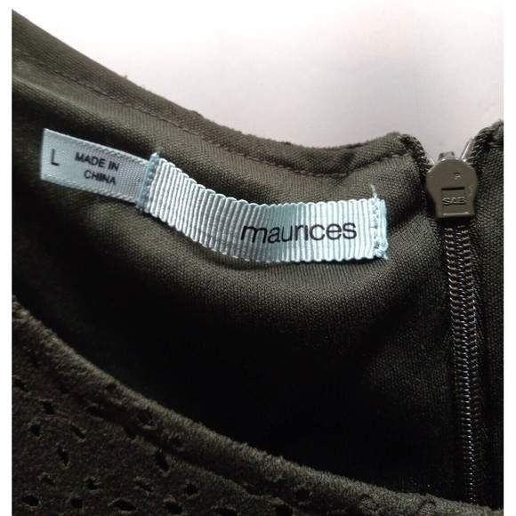 Maurices Size Large Eyelet Fit and Flare Midi Sleeveless Dress Underlay Olive - Picture 6 of 8